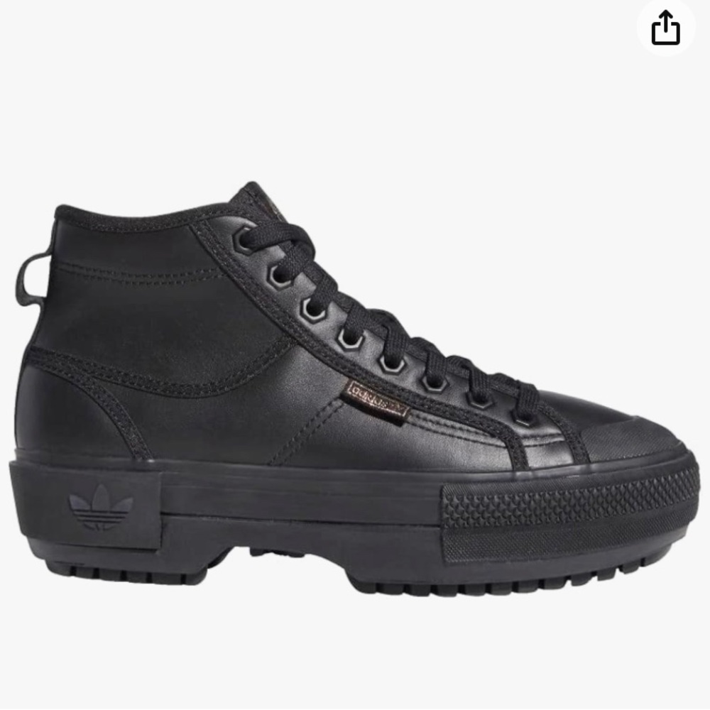Adidas Black Leather Nizza Sneakers, Size 7.5
